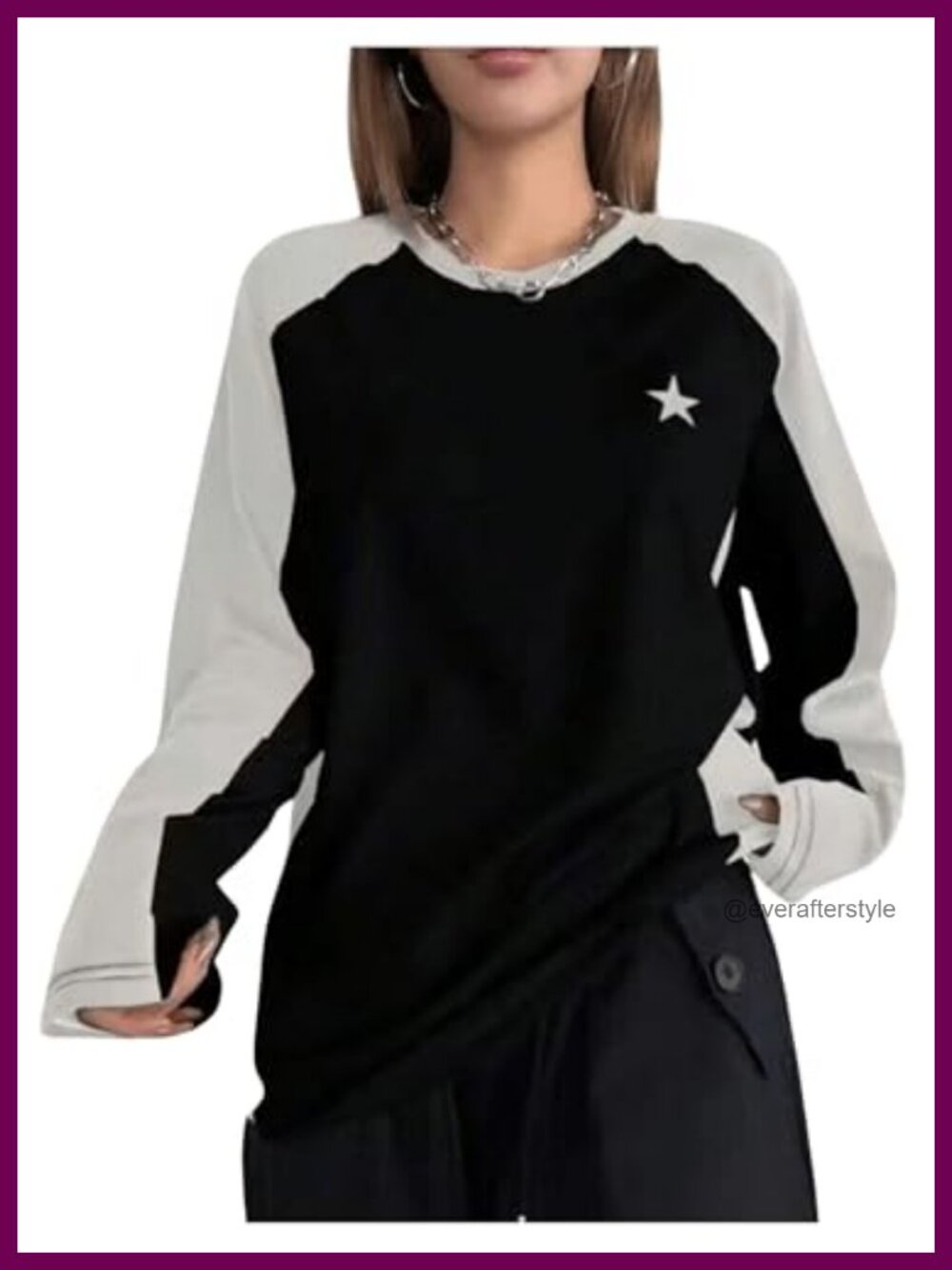 Women's Star Graphic Raglan Long Sleeve T-Shirt Crew Neck Polyester Blend